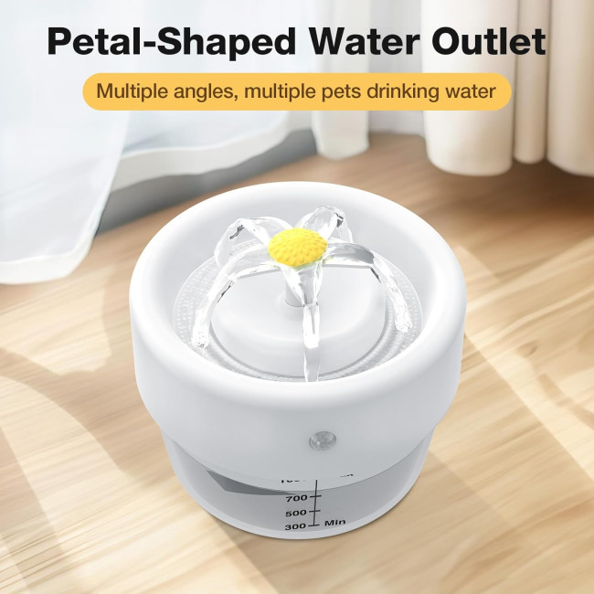 Фонтан для води AOZOOM TZ-WF02 для котів, у приміщенні зі світлодіодним підсвічуванням, білий (4007)