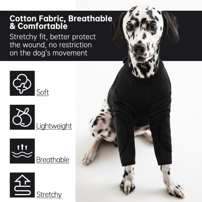 Комбінезон для собак PUMYPOREITY із захистом від травм передніх кінцівок, чорний (3179)