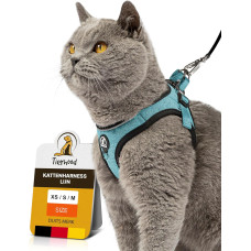 Комплект шлейки для котів Tierhood 123698745 з повідком, Розмір S, синій (4193)