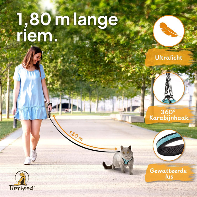 Комплект шлейки для котів Tierhood 123698745 з повідком, Розмір S, синій (4193)