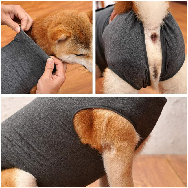 Костюм для відновлення собак Dotoner 2X-Large , черевна рана, післяопераційний жилет для домашніх тварин, сірий (2011)