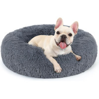 Лежак для собак Rabbitgoo маленьких розмірів, 24 дюйми, можна прати в пральній машині, пухнастий, протиковзкий, темно-сірий (0177)