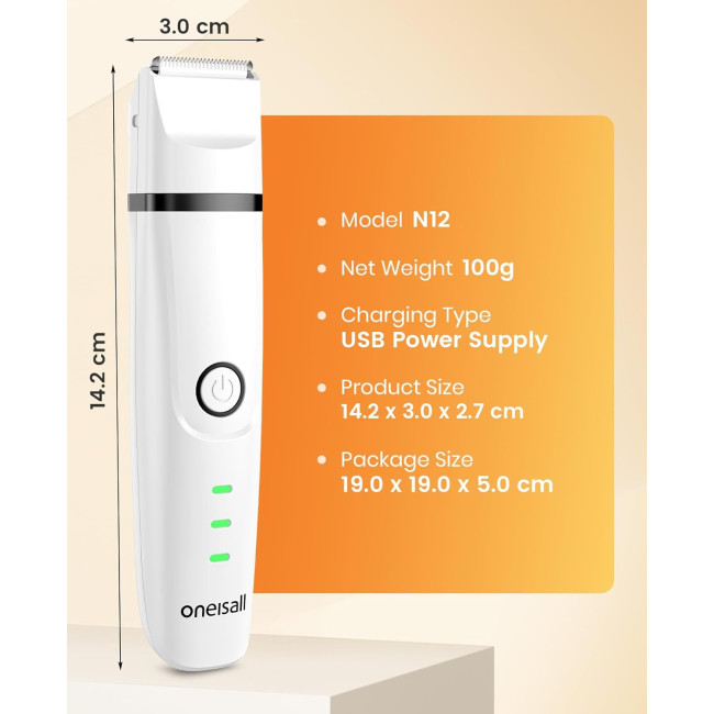 Машинка для стрижки котів та тример для лап собак Oneisall N12 3 в 1, комплект для грумінгу, бездротовий тример з низьким рівнем шуму для собак (0006)