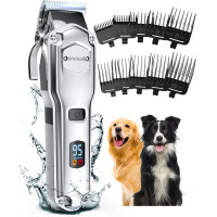 Машинка для стрижки собак Oneisall RFC-676, бездротова бритва для домашніх тварин з низьким рівнем шуму та лезом з нержавіючої сталі, сіра (0074)