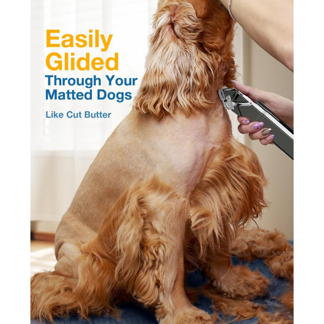 Машинка для стрижки собак Oneisall RFC-676, бездротова бритва для домашніх тварин з низьким рівнем шуму та лезом з нержавіючої сталі, сіра (0074)