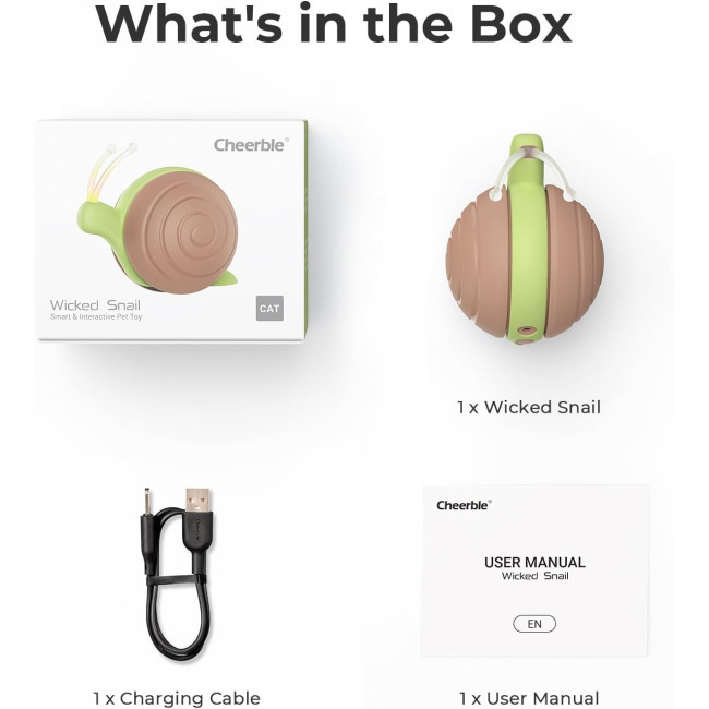 Інтерактивна іграшка для котів Cheerble, Злий равлик, коричневий (3069)