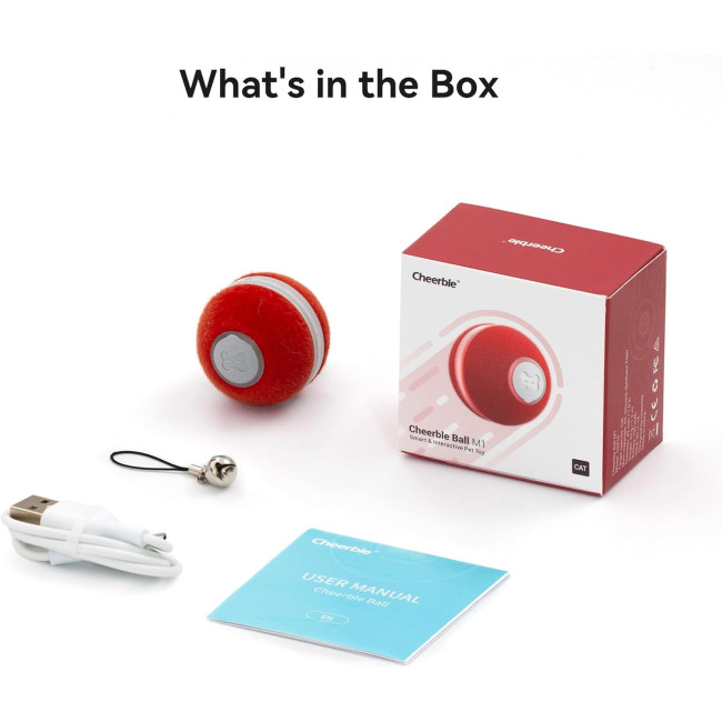 Інтерактивна іграшка-м'яч Cheerble C0419 для котів, червоний (3067)