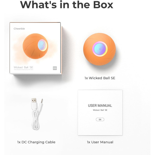 Інтерактивний м'яч для собак Cheerble C1221, помаранчовий (3064)