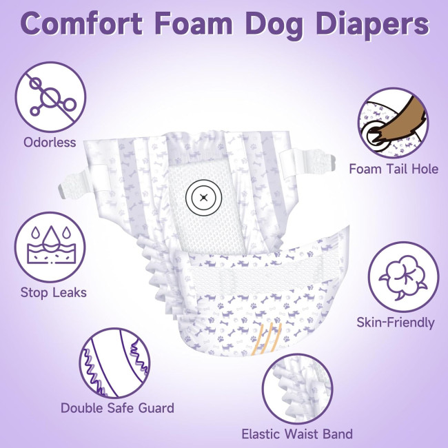 Одноразові підгузки для собак MICOOYO MICDFDN-L-20 для собак жіночої статі в період тічки, фіолетовий (3087)