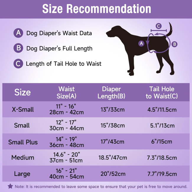 Одноразові підгузки для собак MICOOYO MICDFDN-L-20 для собак жіночої статі в період тічки, фіолетовий (3087)
