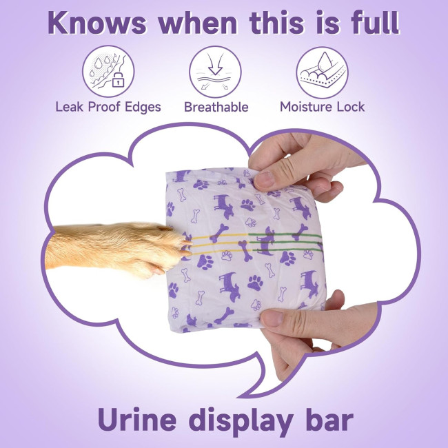 Одноразові підгузки для собак MICOOYO MICDFDN-XS20 для собак жіночої статі в період тічки, фіолетовий (3086)