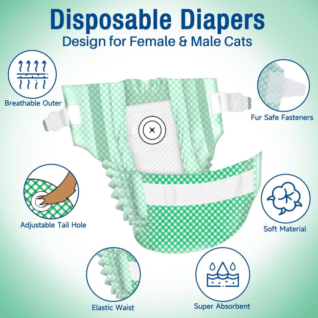 Одноразові підгузки MICOOYO для цуценят і котів, зелені (3084)