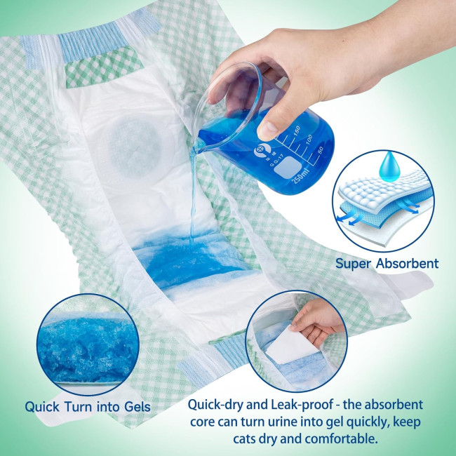 Одноразові підгузки MICOOYO для цуценят і котів, зелені (3084)