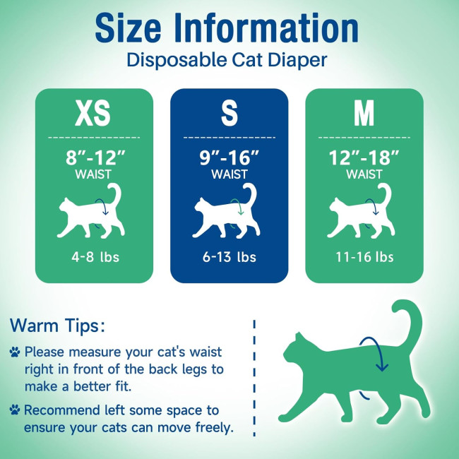 Одноразові підгузки MICOOYO для цуценят і котів, зелені (3084)