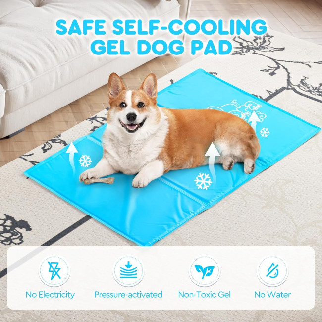 Охолоджувальний килимок для собак Mora Pets розмір 40x50 см, міцний охолоджувальний килимок для домашніх тварин, синій (2091)