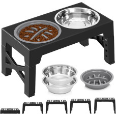 Підняті миски для собак Ormalla DW03 з повільною годівницею, для великих, середніх, малих собак та домашніх тварин, чорні (2069)