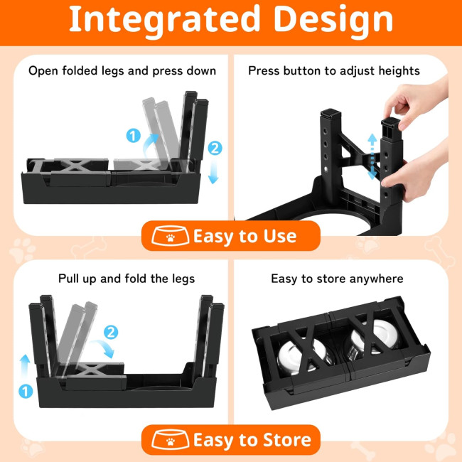 Підняті миски для собак Ormalla DW03 з повільною годівницею, для великих, середніх, малих собак та домашніх тварин, чорні (2069)