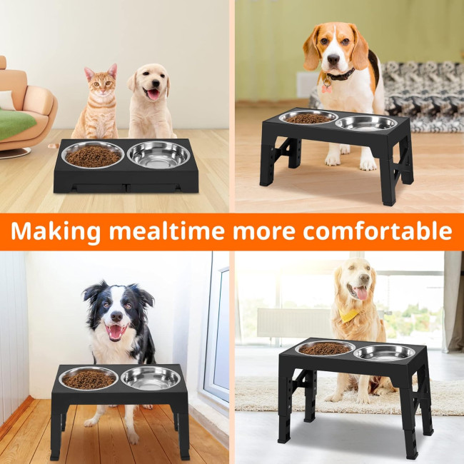 Підняті миски для собак Ormalla DW03 з повільною годівницею, для великих, середніх, малих собак та домашніх тварин, чорні (2069)