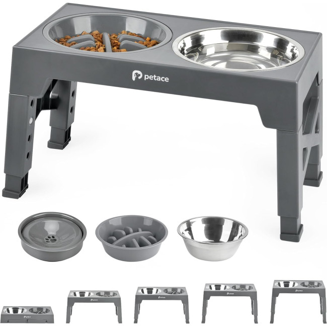 Підняті миски для собак Petace ‎N80284 для великих соба, сірий (4070)