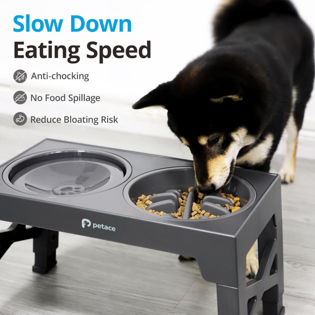 Підняті миски для собак Petace ‎N80284 для великих соба, сірий (4070)