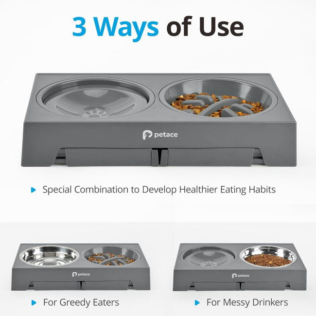Підняті миски для собак Petace ‎N80284 для великих соба, сірий (4070)