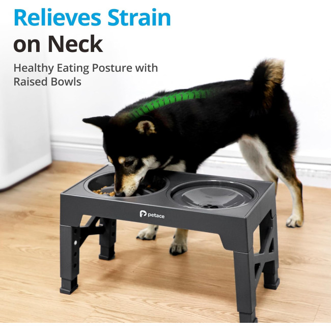 Підняті миски для собак Petace ‎N80284 для великих соба, сірий (4070)