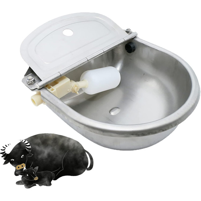 Поїлка для корів WOERD, автоматична поїлка з нержавіючої сталі з поплавковим краном, чаша для великої рогатої худоби, овець та корів (2064)