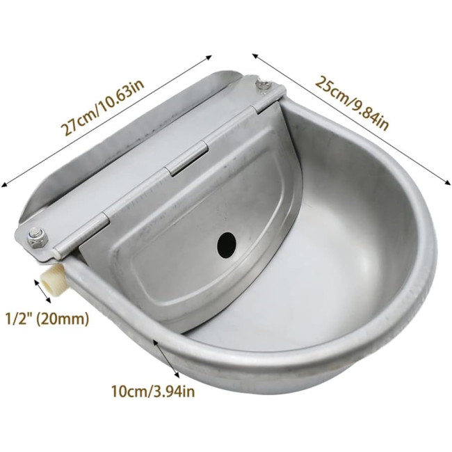 Поїлка для корів WOERD, автоматична поїлка з нержавіючої сталі з поплавковим краном, чаша для великої рогатої худоби, овець та корів (2064)