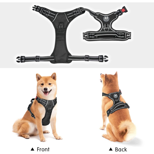 Шлейка для собак PoyPet 007073-FBA, чорна (3103)