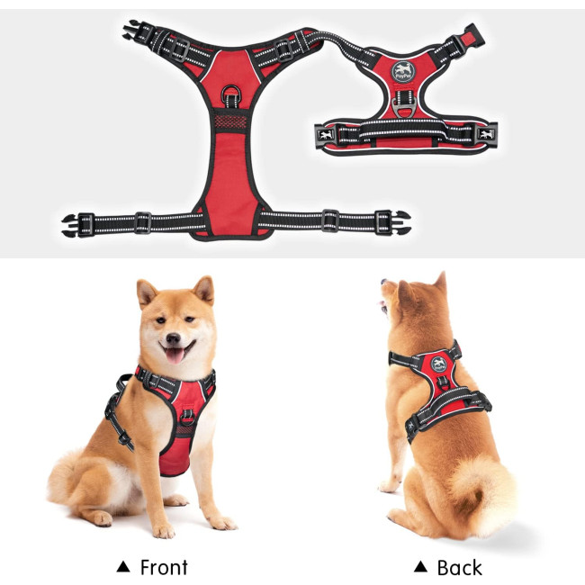 Шлейка для собак PoyPet 007118, світловідбиваючий жилет для собак, червоний (3105)