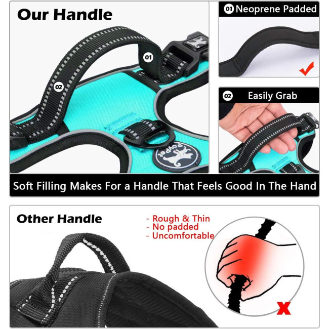 Шлейка для собак PoyPet 122020, світловідбиваючий жилет для собак, голубий (3106)