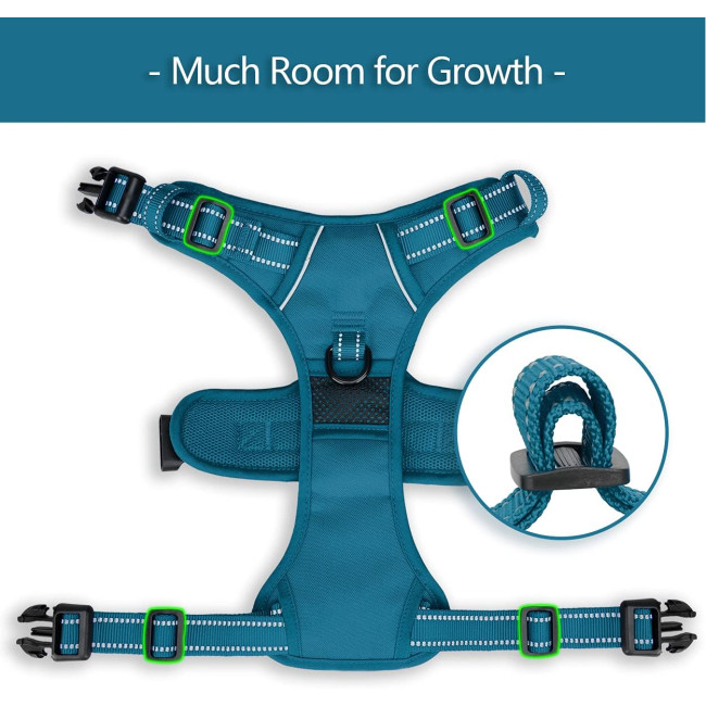 Шлейка для собак PoyPet 282630, світловідбиваючий жилет для собак, бірюзовий (3102)