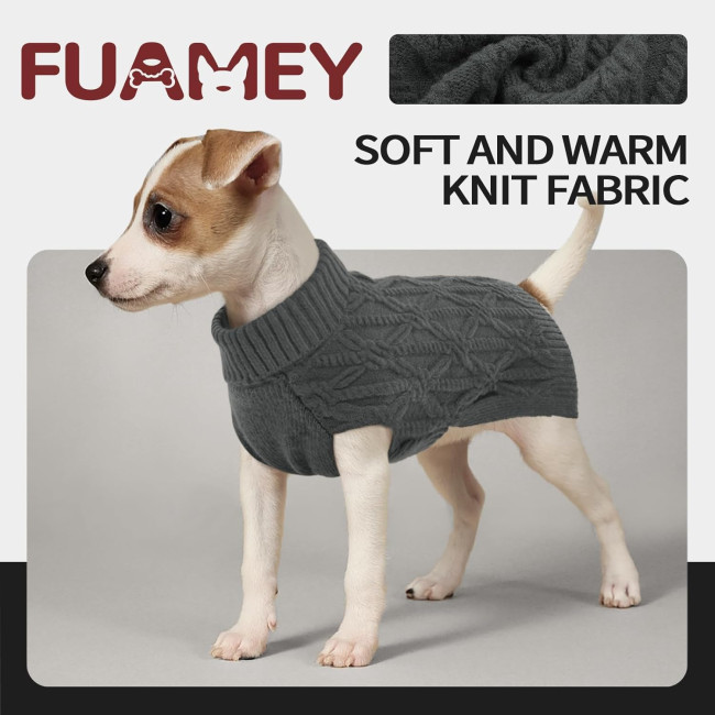 Светр для собак FUAMEY C111-FUAMEY-719MY-2-grey-M середнього розміру, сірий (3178)