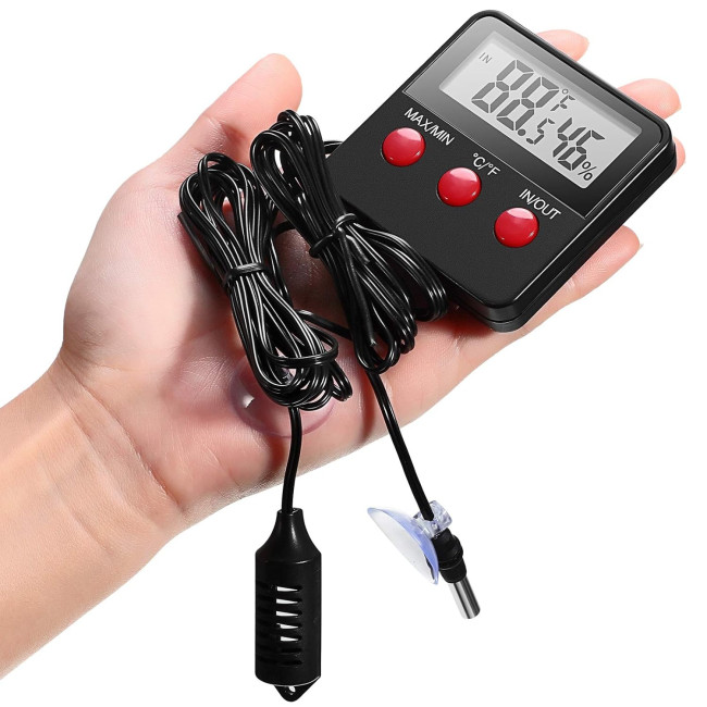 Термометр для рептилій Weewooday та датчик вологості, датчик температури та вологості для домашніх тварин рептилій, срібний (0169)