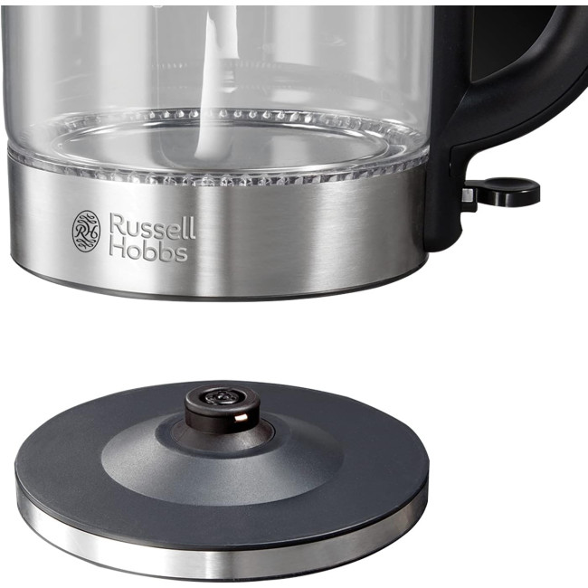 Електричний скляний бездротовий чайник Russell Hobbs Illuminating об'ємом 1.7 L, 3 кВт, чорний (my-7108) Б/У