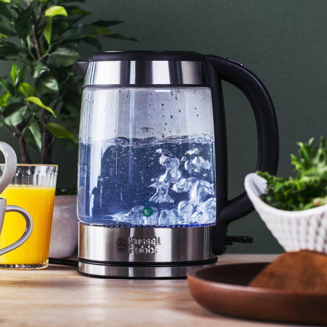 Електричний скляний бездротовий чайник Russell Hobbs Illuminating об'ємом 1.7 L, 3 кВт, чорний (my-7108) Б/У