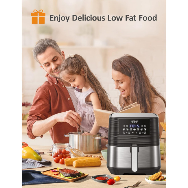 Безмасляна аерофритюрниця Innsky Air Fryer XL 5.8QT аерогриль потужністю 1700 Вт, чорна (my-2004)