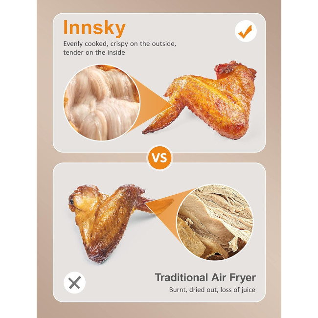 Безмасляна аерофритюрниця Innsky Air Fryer XL 5.8QT аерогриль потужністю 1700 Вт, чорна (my-2004)