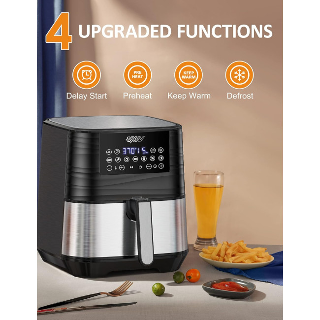 Безмасляна аерофритюрниця Innsky Air Fryer XL 5.8QT аерогриль потужністю 1700 Вт, чорна (my-2004)