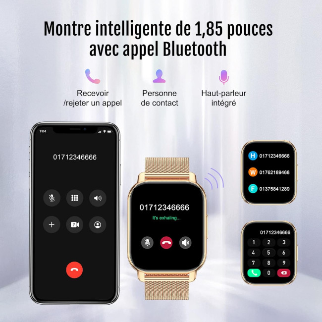Розумний жіночий смарт годинник Narcid P66 1,85-дюймовий HD з функцією Bluetooth-дзвінка, 112 спортивних режимів з водонепроникністю IP68 (my-9073)