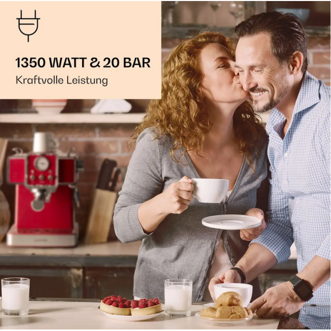 Кавомашина в ретро стилі Klarstein Gusto Classico 1350 Вт, 20 бар, 1,5 л червоний 10035565 (my-5078) б/у