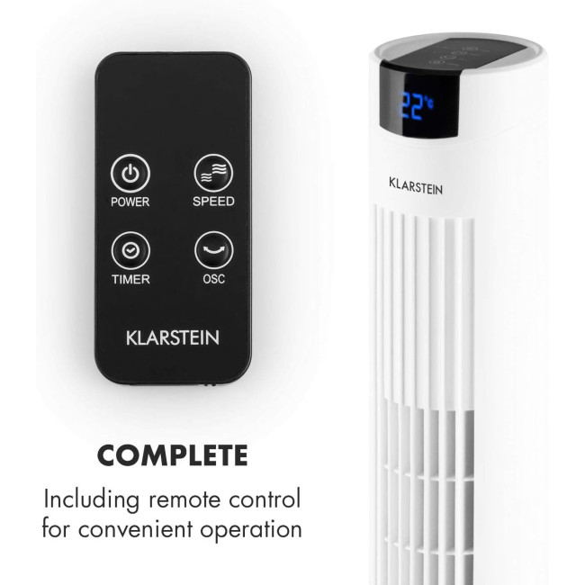 Колонний вентилятор та аромадифузор із сенсорною панеллю Klarstein Skyscraper 2G, Білий, 10027944 (my-5207)
