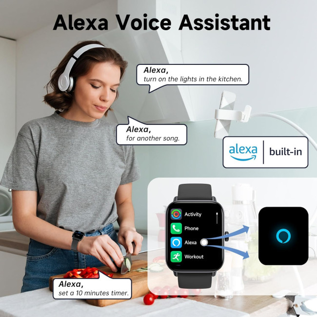 Смарт-годинник Faweio IDW19 водонепроникний IP68, Bluetooth 5.3, 1,8-дюймовий фітнес-трекер з монітором серцевого ритму і сну SpO2 (my-14069)
