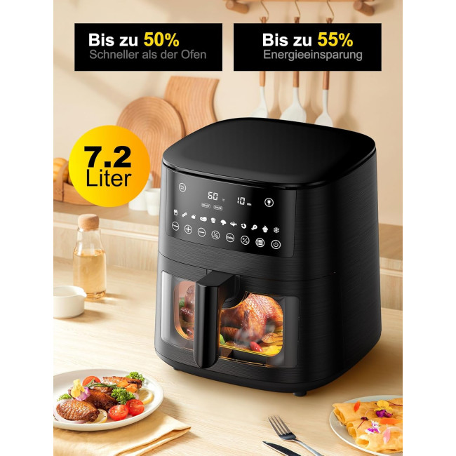 Аерогриль фритюрниця 13 в 1 XXL об'ємом 7,2 л з оглядовим вікном Cookwise 1650 Вт чорний (my-14035)