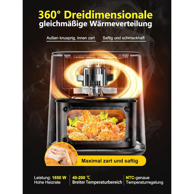 Аерогриль фритюрниця 13 в 1 XXL об'ємом 7,2 л з оглядовим вікном Cookwise 1650 Вт чорний (my-14035)
