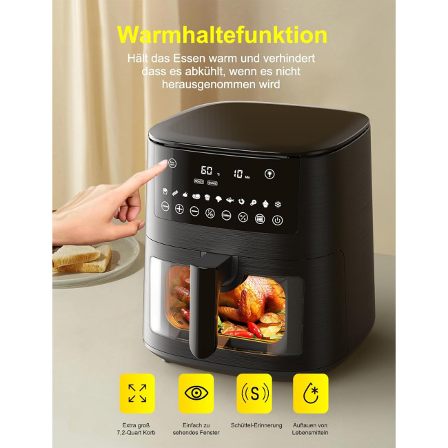 Аерогриль фритюрниця 13 в 1 XXL об'ємом 7,2 л з оглядовим вікном Cookwise 1650 Вт чорний (my-14035)