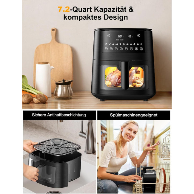 Аерогриль фритюрниця 13 в 1 XXL об'ємом 7,2 л з оглядовим вікном Cookwise 1650 Вт чорний (my-14035)