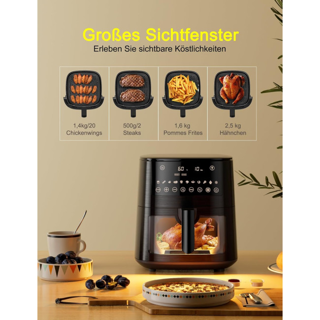 Аерогриль фритюрниця 13 в 1 XXL об'ємом 7,2 л з оглядовим вікном Cookwise 1650 Вт чорний (my-14035)