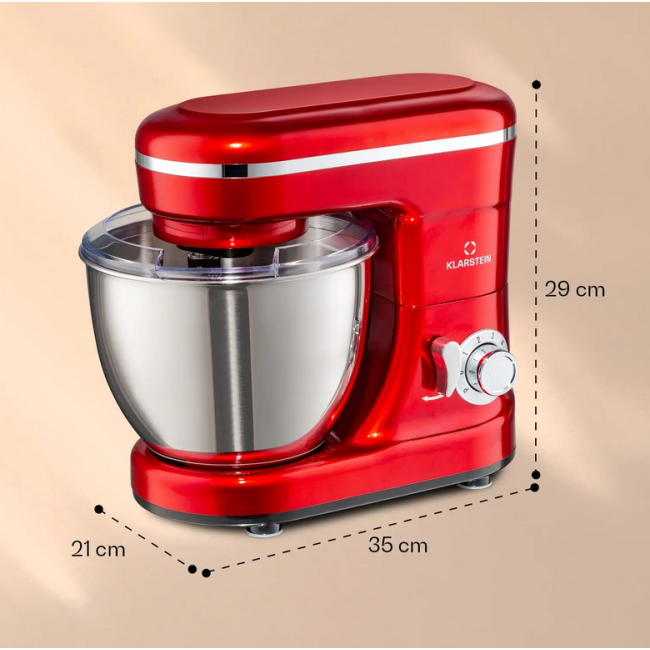 Кухонний комбайн, тістоміс Klarstein Bella Mini 4 л 1200 Вт, червоний 10037979 (my-5094)