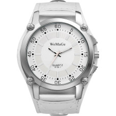 Наручний круглий аналоговий кварцовий годинник JewelryWe JW388P0014 для чоловіків, білий (my-15225)